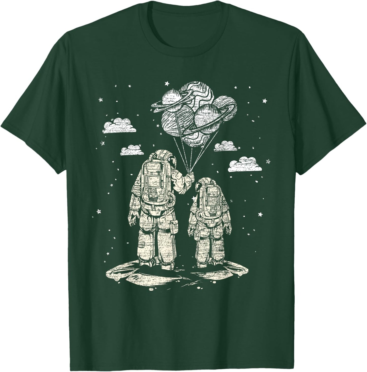 Fathers Day Space Science Astronomy Lover Dad Son Astronaut T-Shirt - T-Shirt | Forest