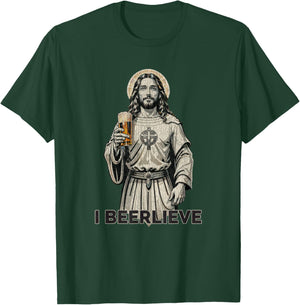 Vintage Jesus I Beer I Believe In Jesus T-Shirt - T-Shirt | Forest