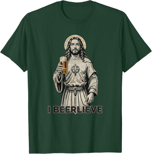 Vintage Jesus I Beer I Believe In Jesus T-Shirt - T-Shirt | Forest