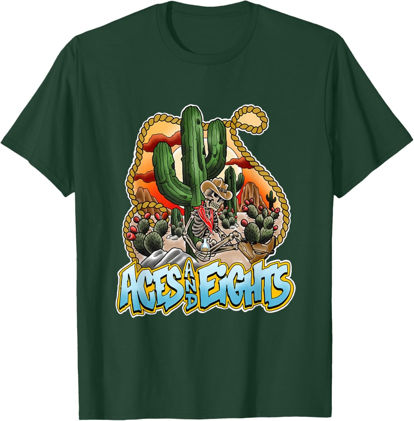 Aces And Eights Desert Scene T-Shirt - T-Shirt | Forest