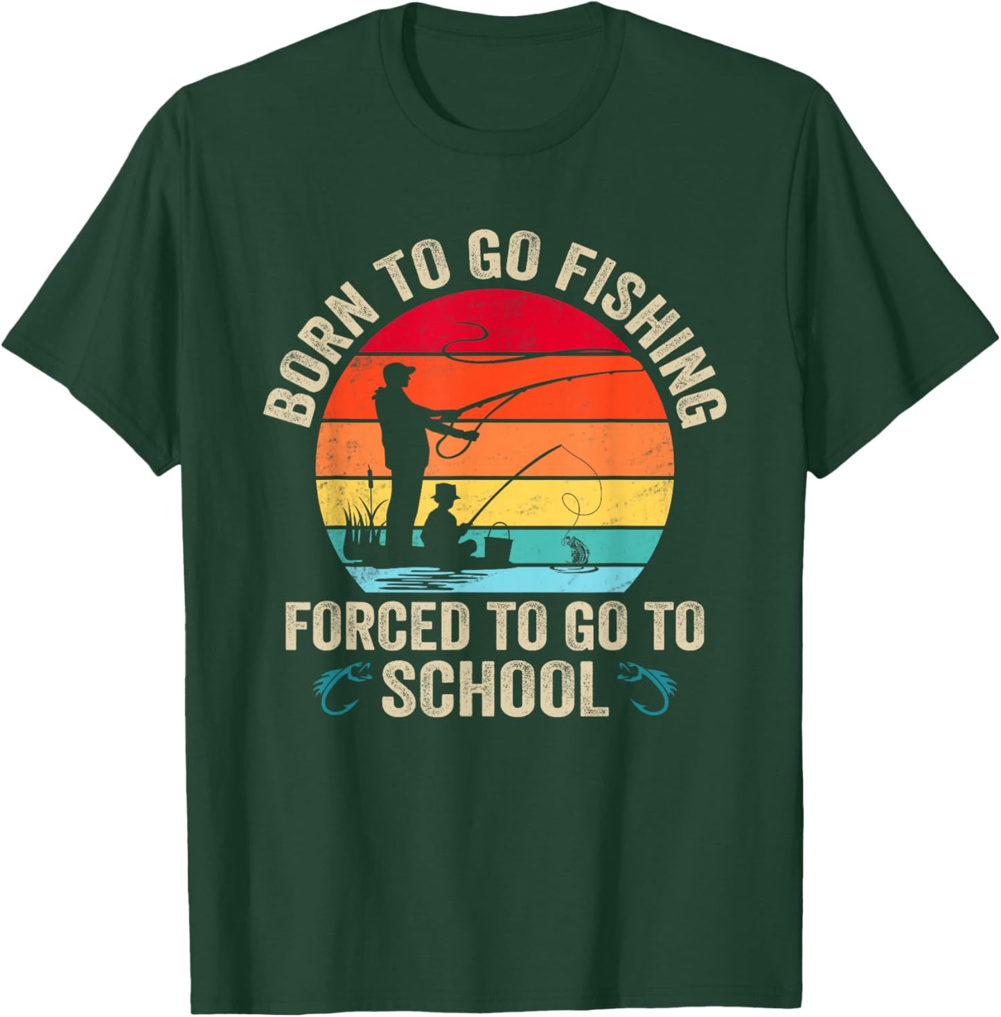 Funny Born To Go Fishing Bass Fish Fisherman Boys T-Shirt - T-Shirt | Forest