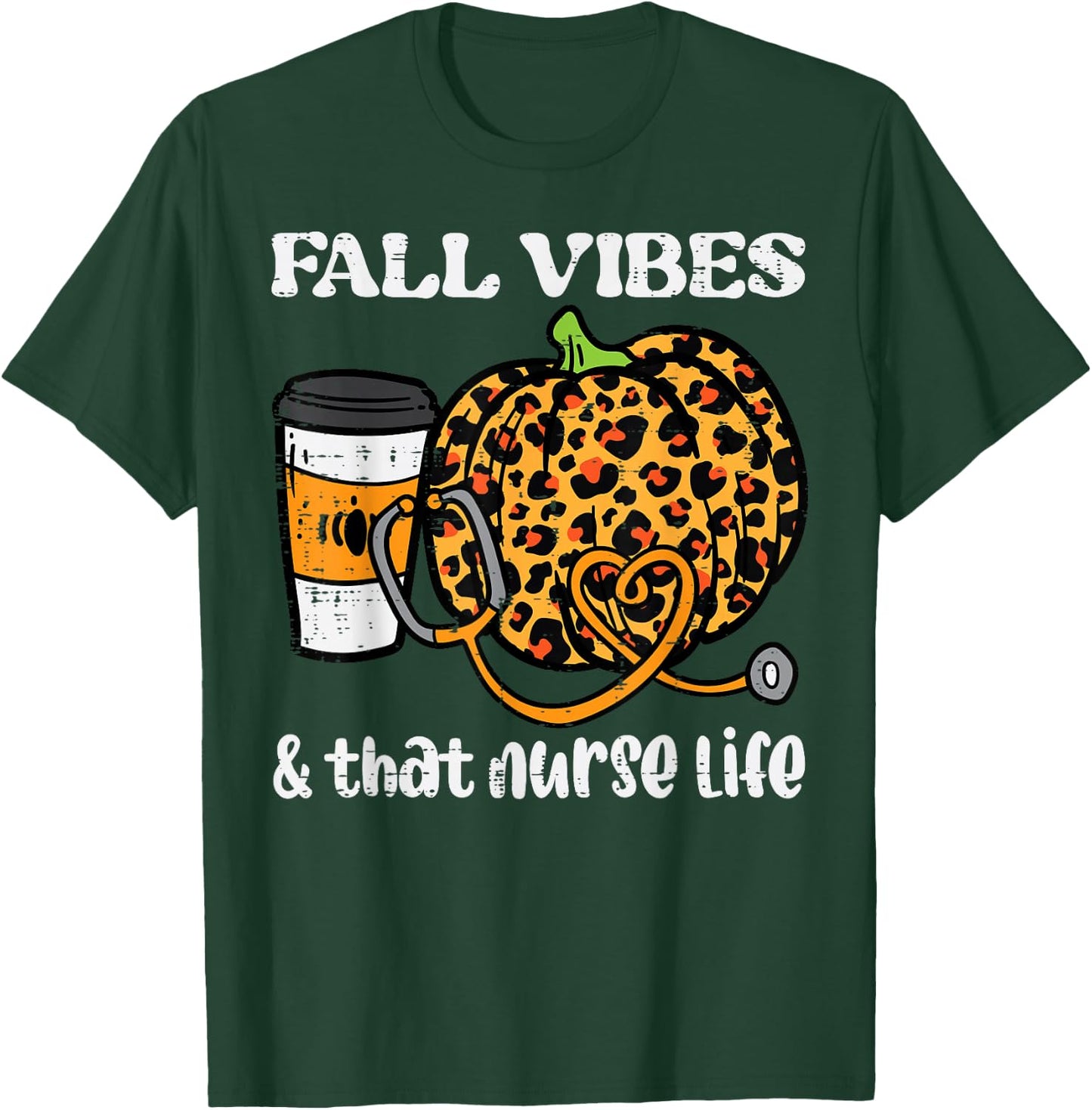 Pumpkin Fall Vibes Nurse Halloween Thanksgiving Scrub Women T-Shirt - T-Shirt | Forest