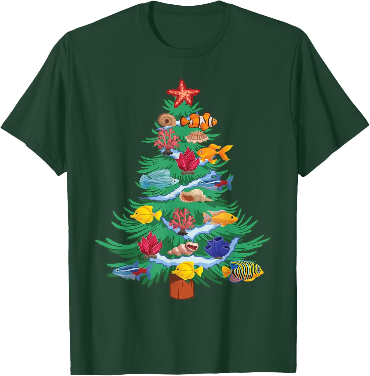 Saltwater Aquarium Christmas Tree T-Shirt - T-Shirt | Forest