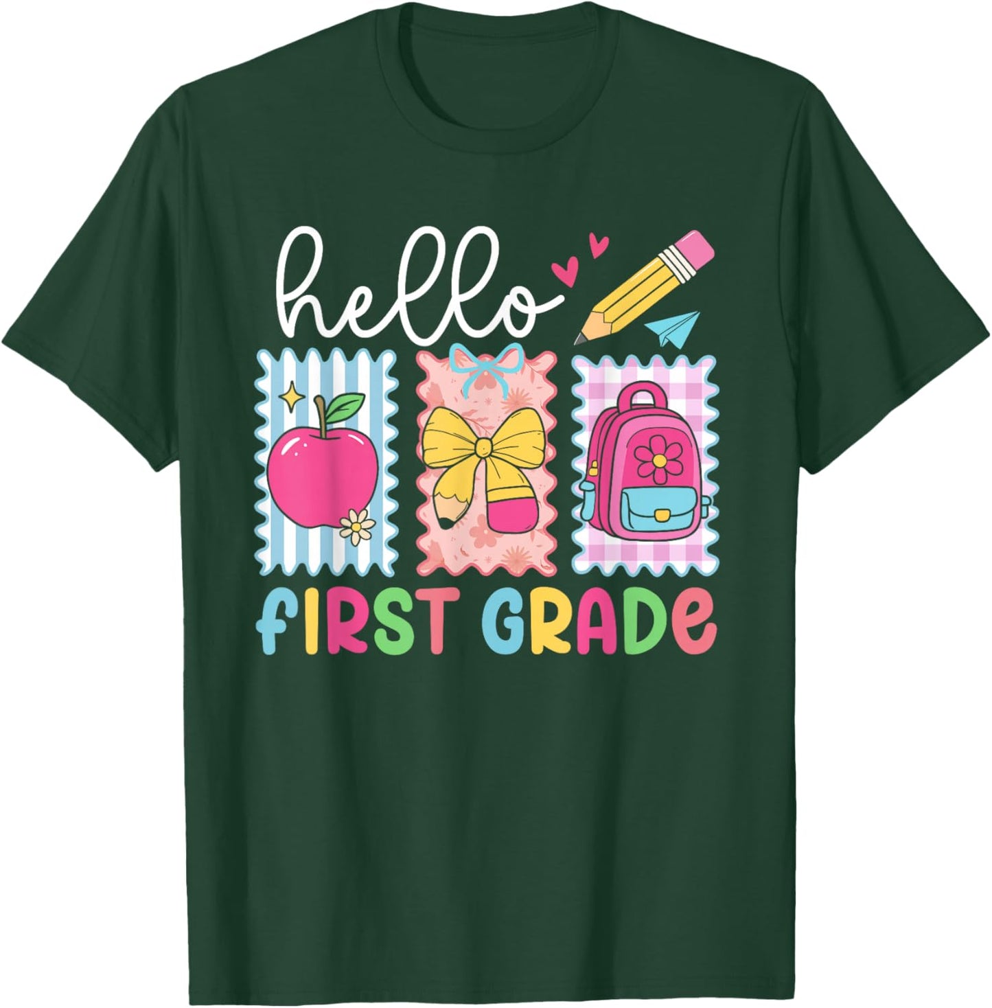 Hello First Grade Team Back to School Teacher Student Kids T-Shirt - T-Shirt | Forest