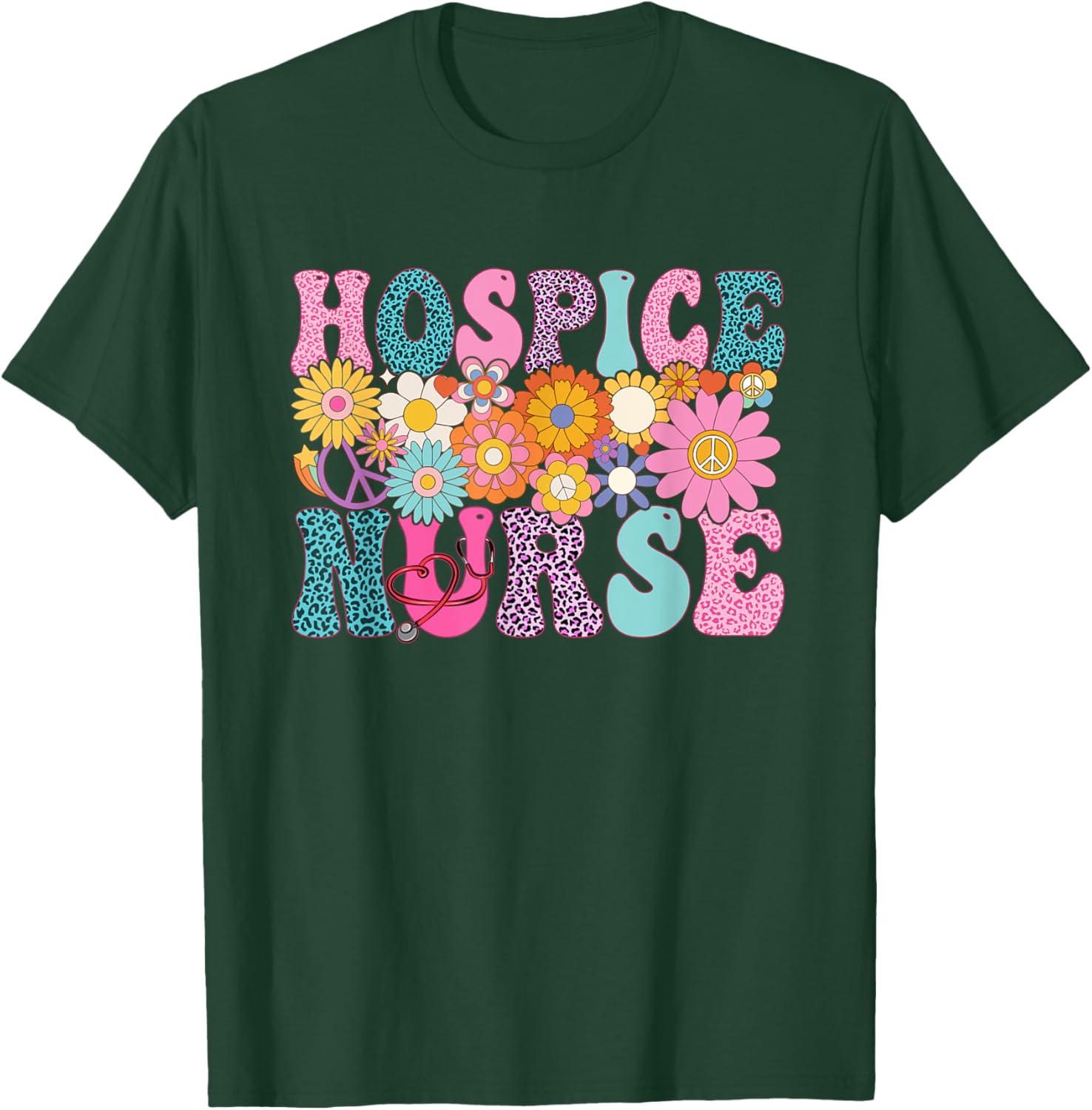 Hospice Nurse Week Groovy Leopard Appreciation Day T-Shirt - T-Shirt | Forest