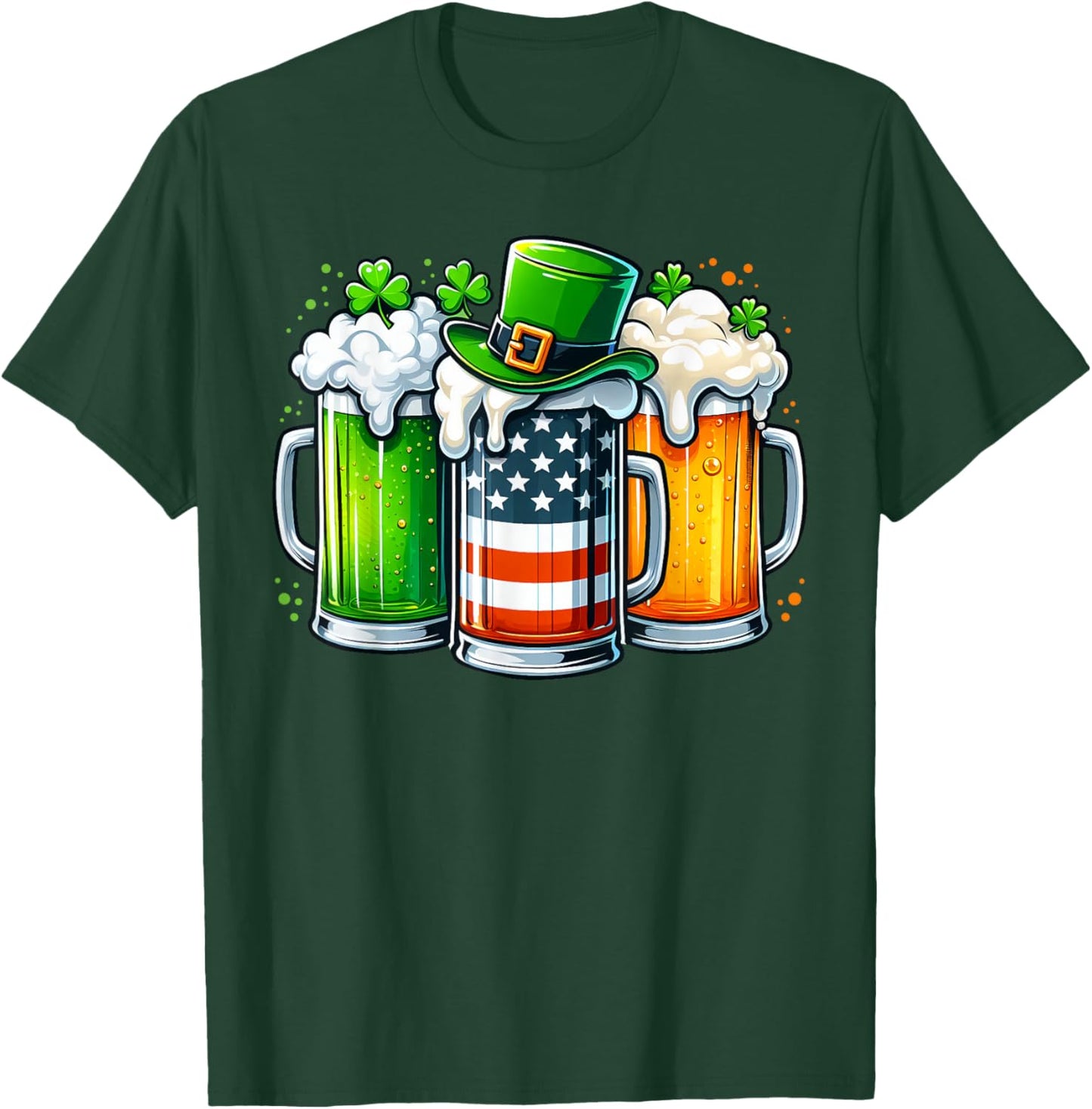 Irish Beer Ireland Flag St Patricks Day Men Women Leprechaun T-Shirt - T-Shirt | Forest