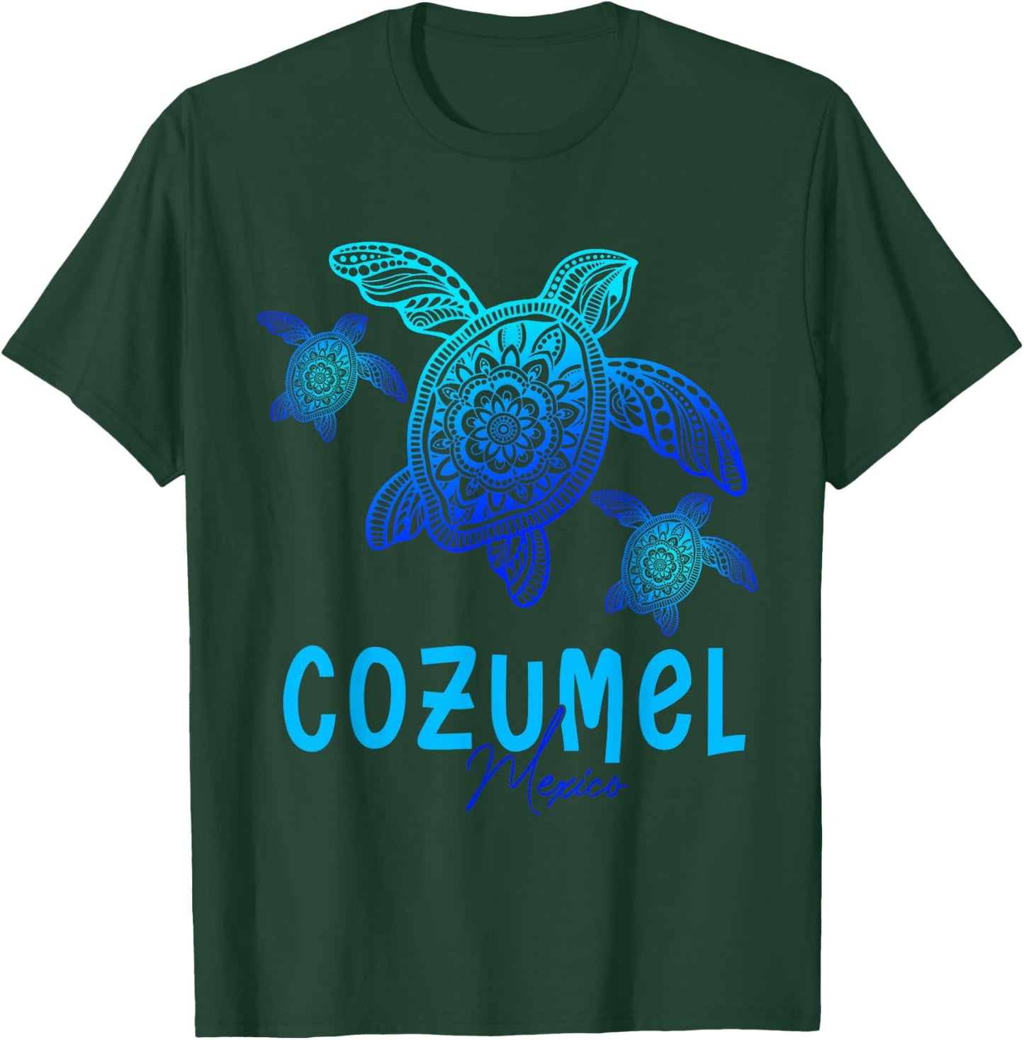 Tribal Sea Turtle Cozumel Mexico Vacation T-Shirt - T-Shirt | Forest