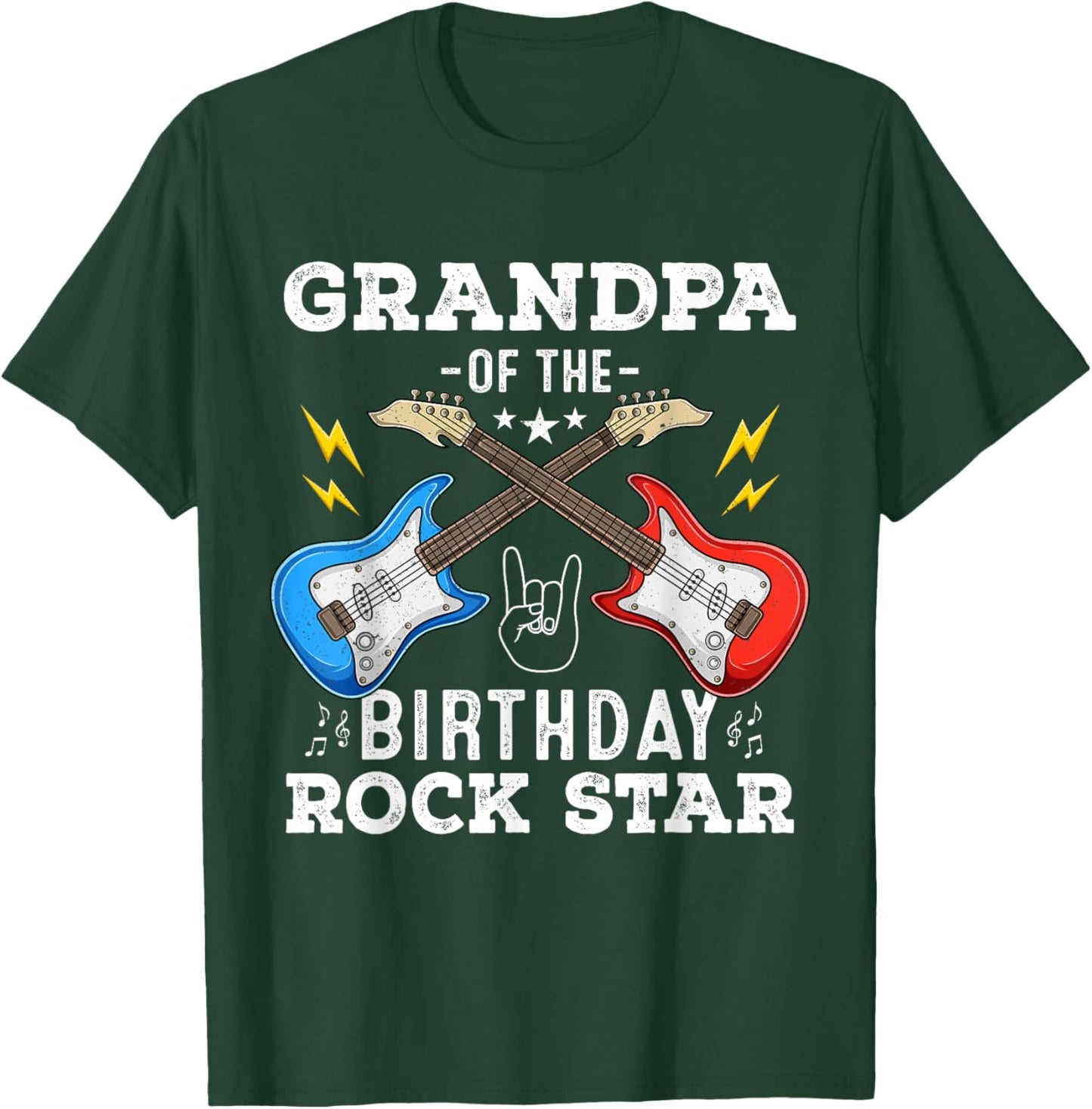 Grandpa Of The Birthday Rock Star Guitar Themed Birthday T-Shirt - T-Shirt | Forest
