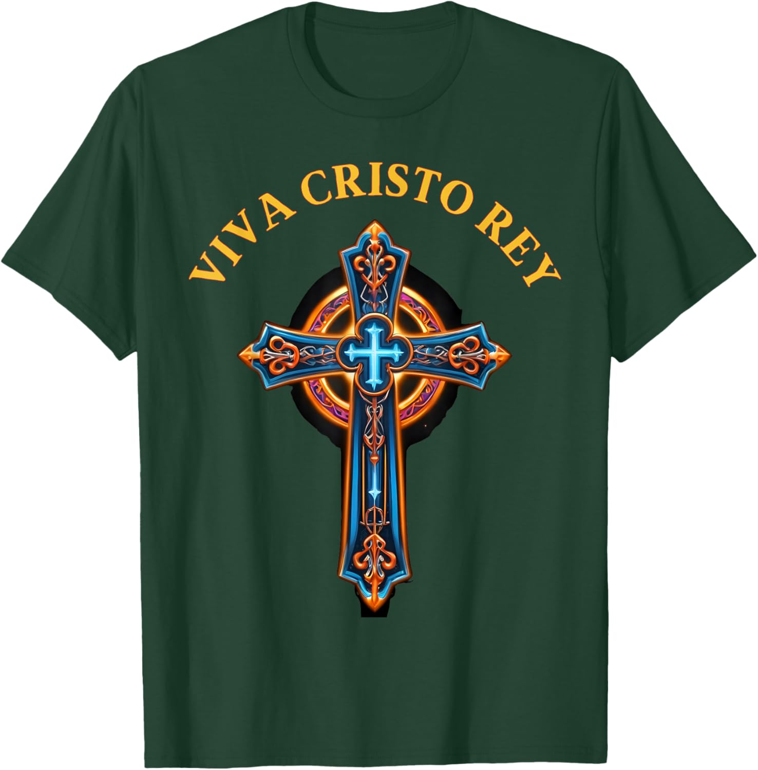 Roman Catholic Viva Cristo Rey Cristeros Cross T-Shirt - T-Shirt | Forest