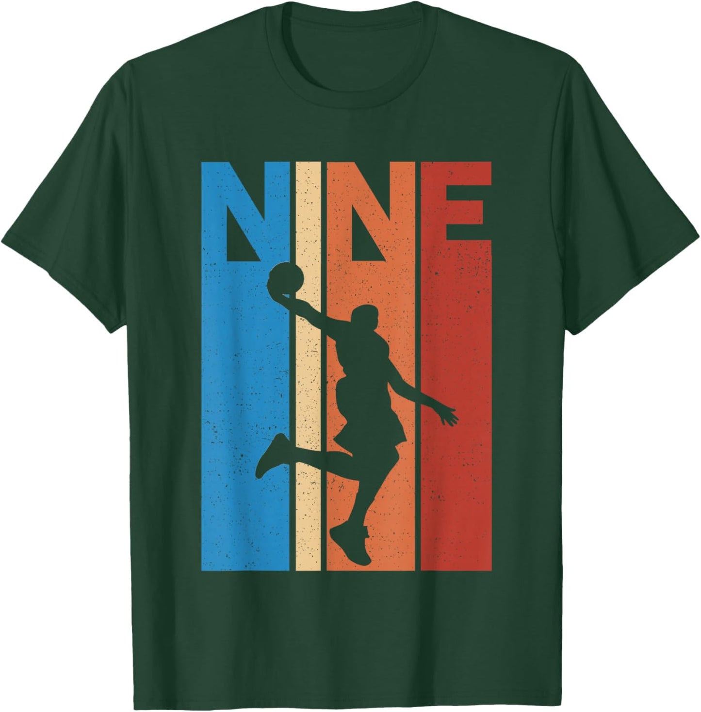 9th Birthday Party Nine 9 Years Old Basketball Kids Boys T-Shirt - T-Shirt | Forest