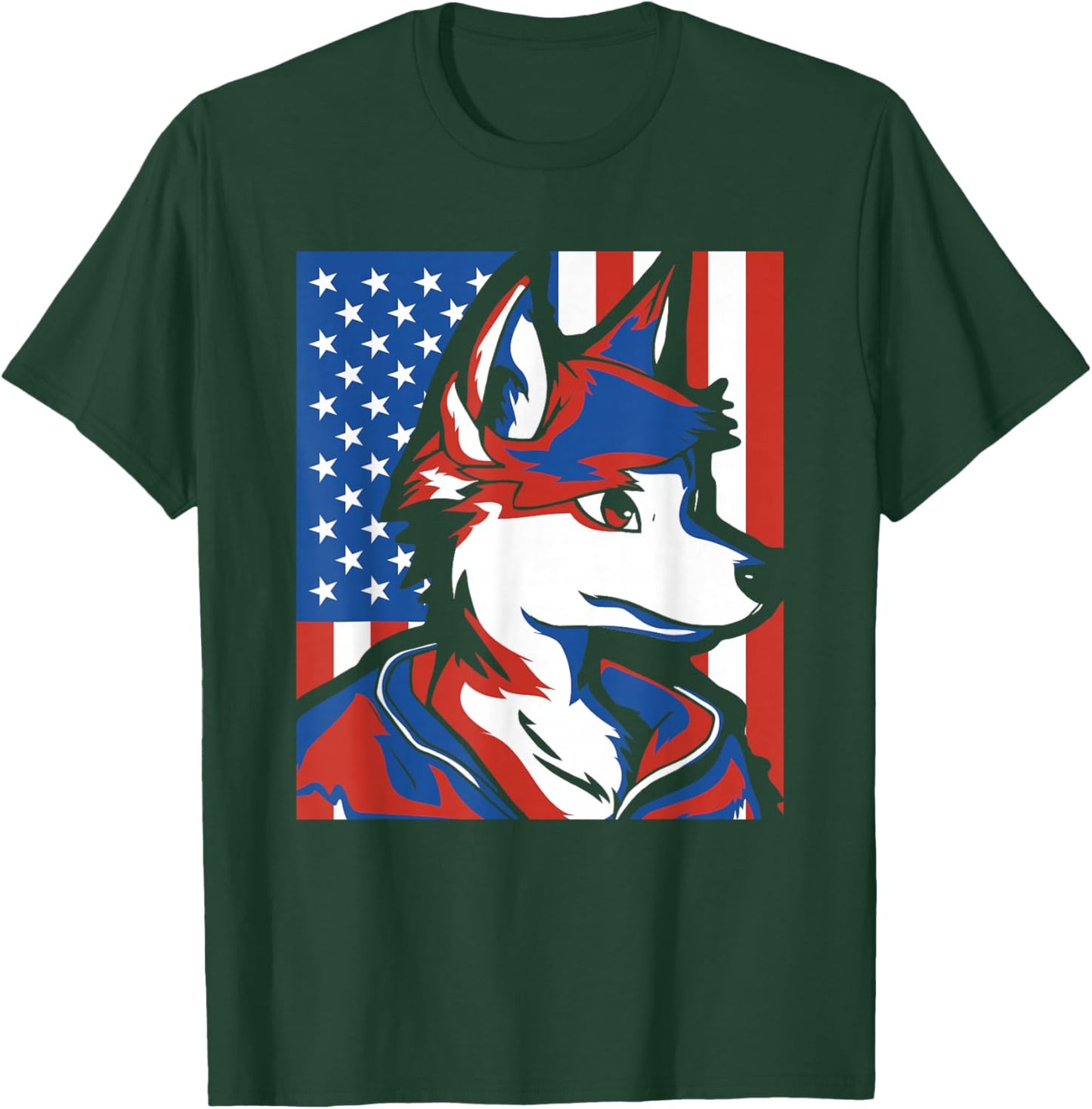 Furry Fandom Us Flag Cosplay Furs - Fursuiter Fursuits T-Shirt - T-Shirt | Forest