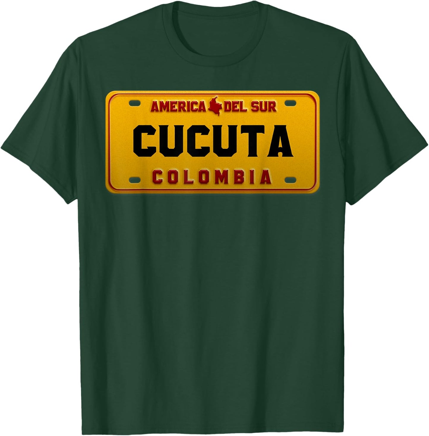 Deportivo Cucuta License Plate Colombian Map T-Shirt - T-Shirt | Forest