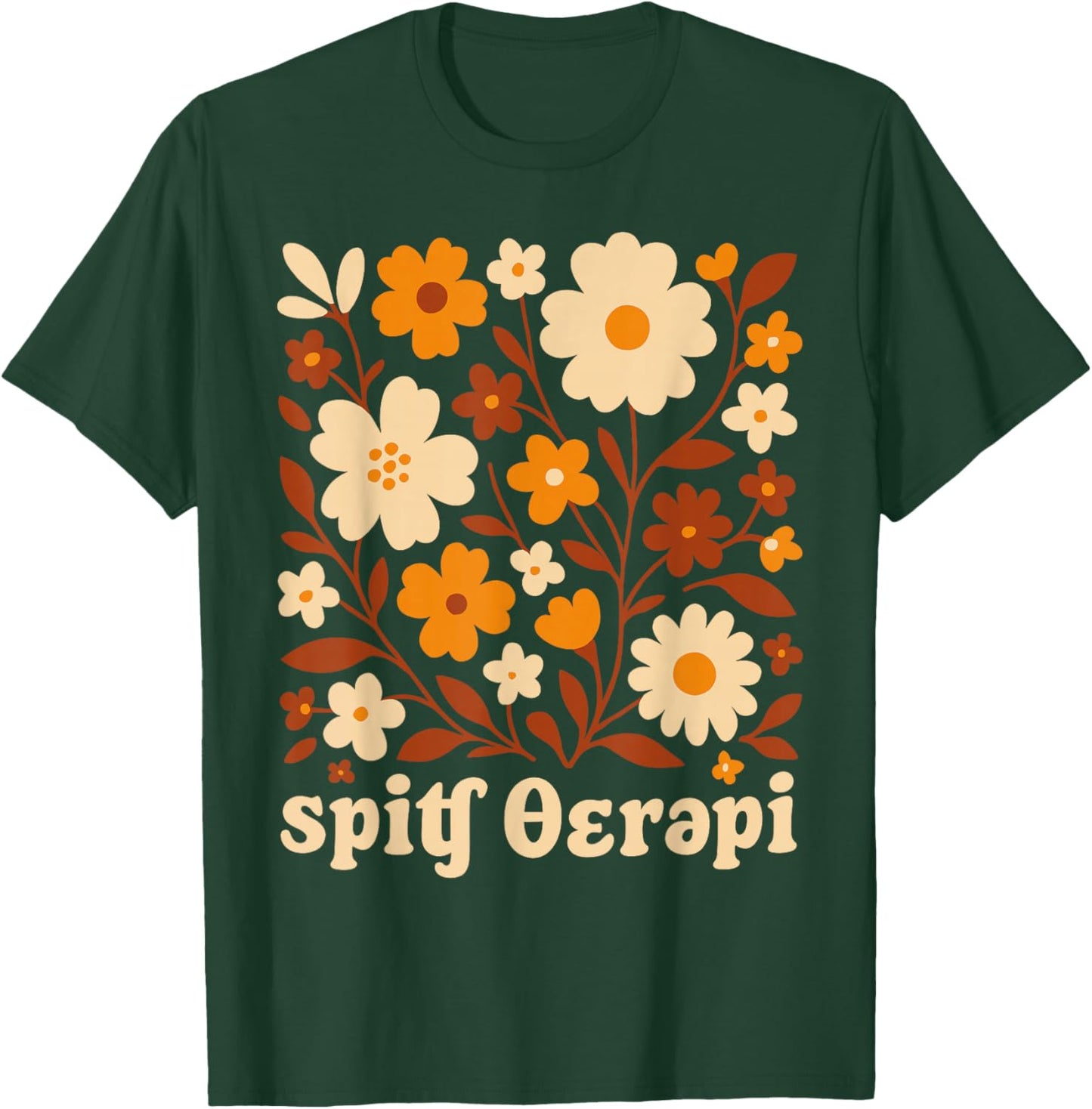 Thanksgiving Speech Therapy Fall Boho Floral SLP T-Shirt - T-Shirt | Forest