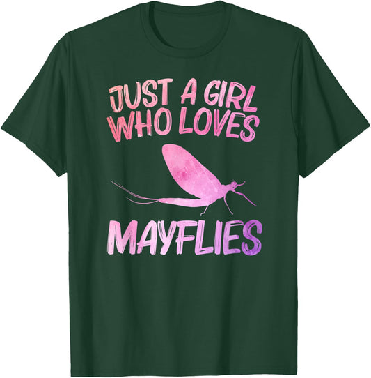 Just A Girl Who Loves Mayflies Gift Mayfly Nymph T-Shirt - T-Shirt | Forest