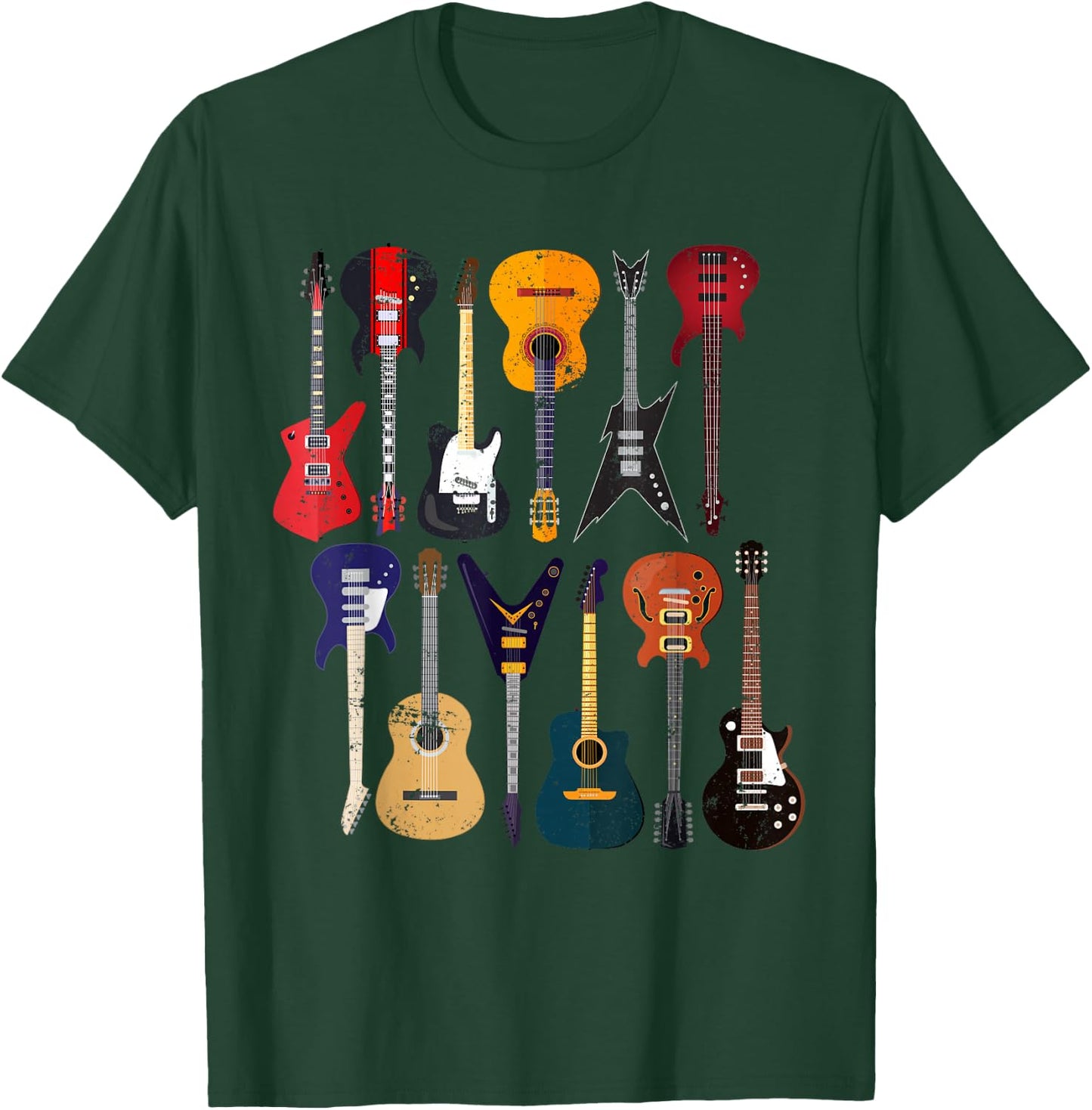 Guitar Collection Rocker Gift Guitarist T-Shirt - T-Shirt | Forest