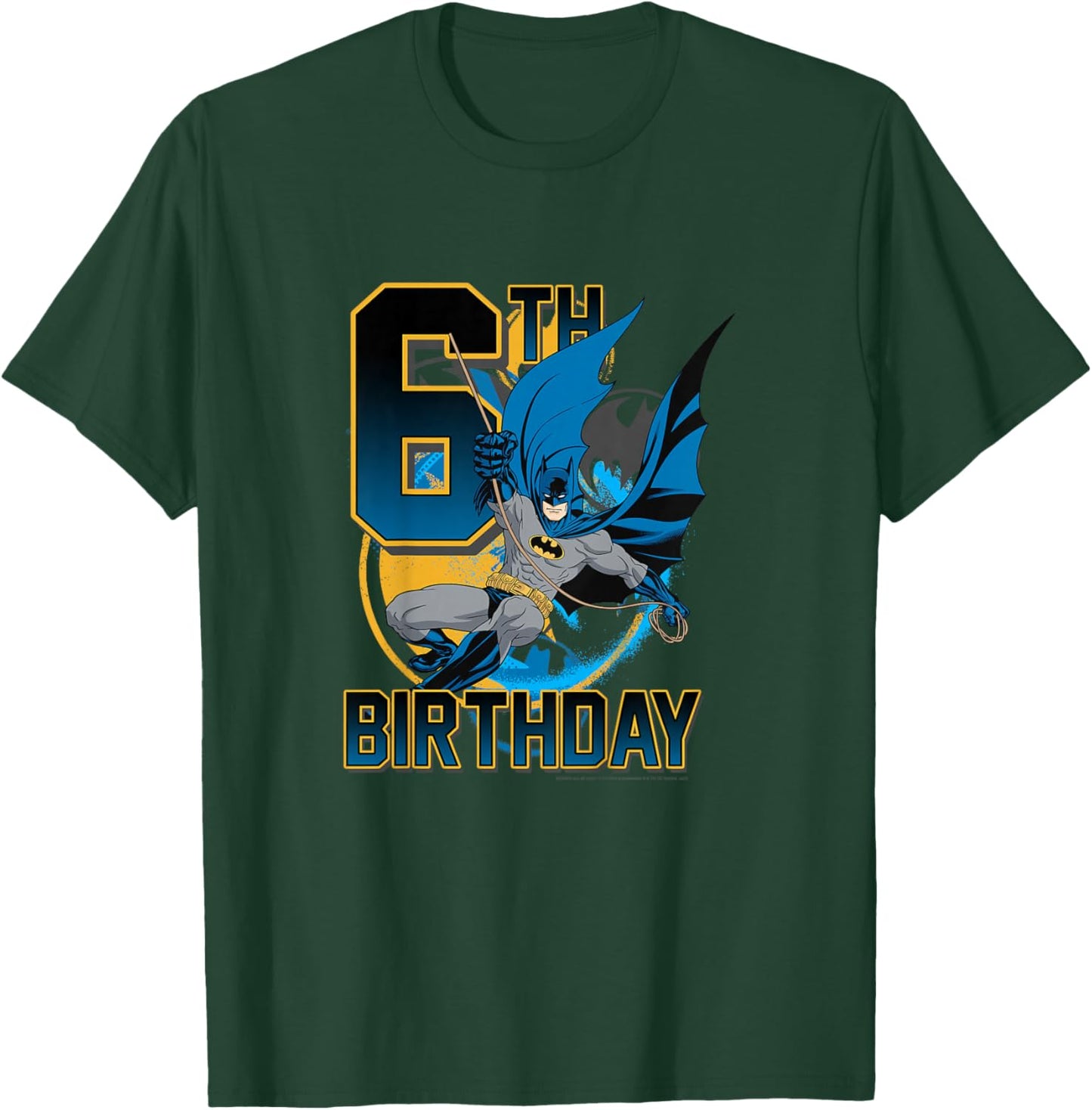 Kids DC Comics Batman 6th Birthday Classic Super Hero Pose Youth T-Shirt - T-Shirt | Forest