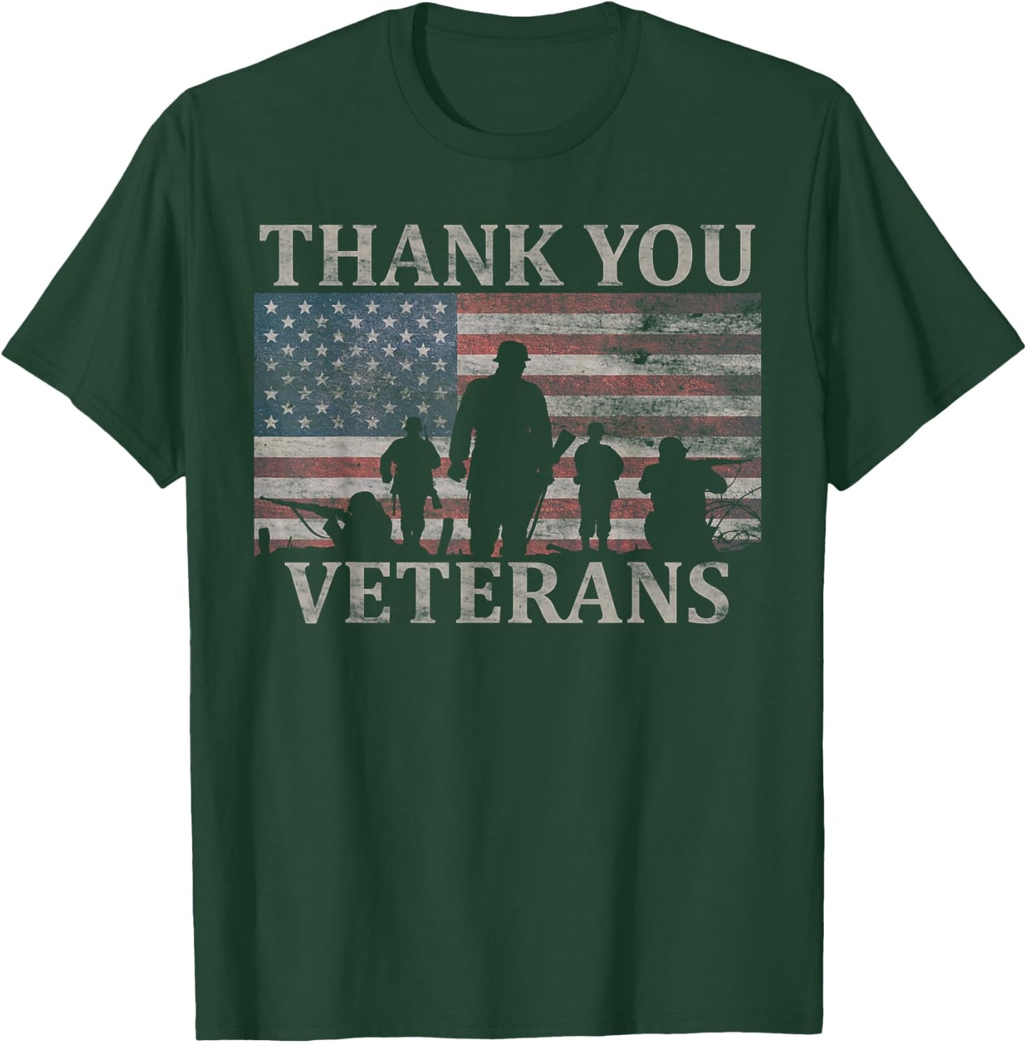 American Flag Thank You Veterans Military Appreciation T-Shirt - T-Shirt | Forest