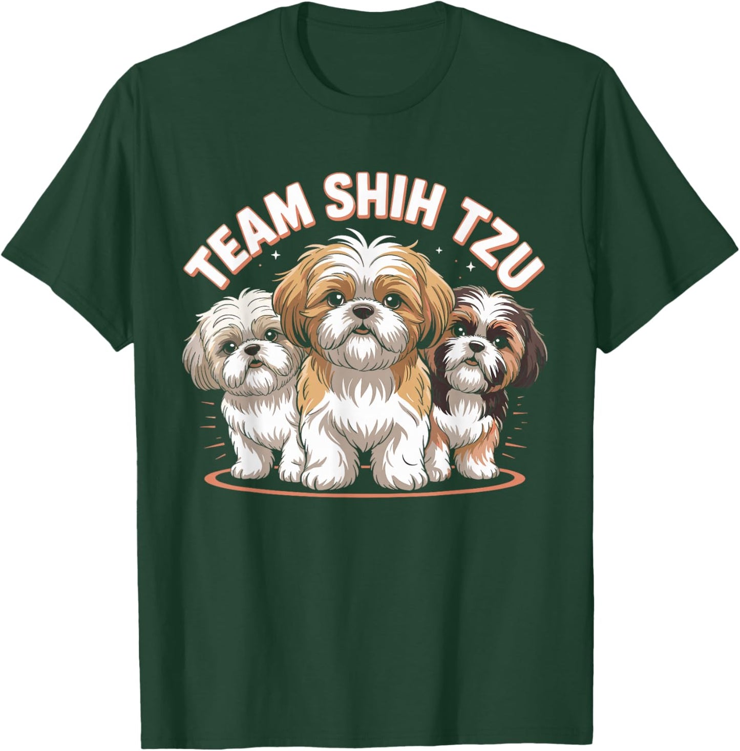 Shih Tzu Team Cute Cartoon Dog Moms Dads Owners Pet Shih Tzu T-Shirt - T-Shirt | Forest