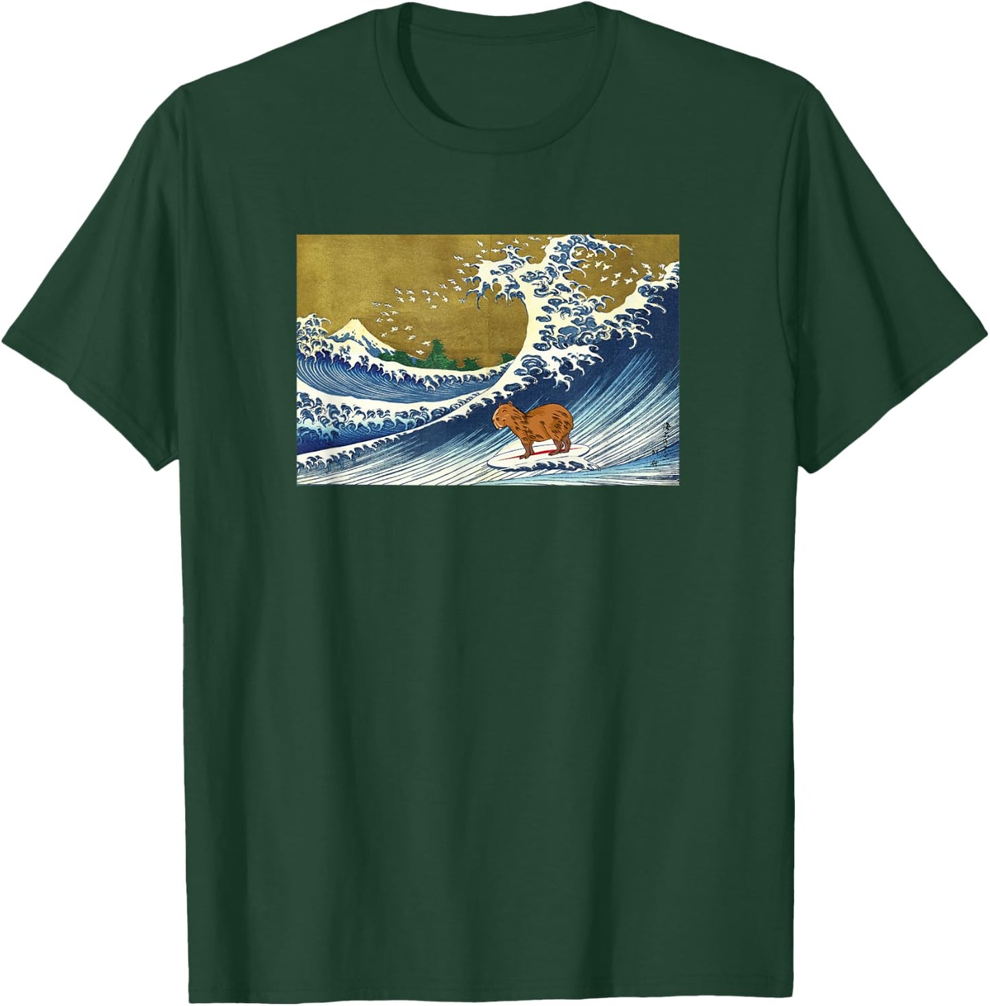 Meme Lover Kids Retro Vintage Surfing A Great Wave Capybara T-Shirt - T-Shirt | Forest