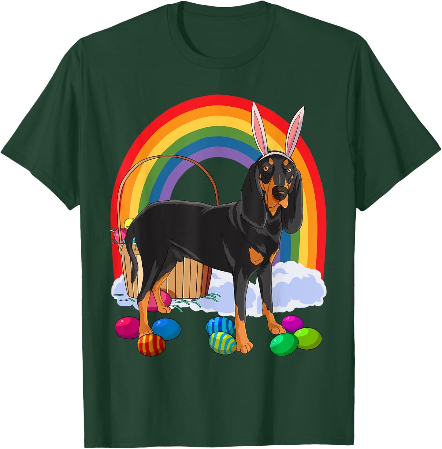 Black and Tan Coonhound Easter Eggs Bunny Dog T-Shirt - T-Shirt | Forest