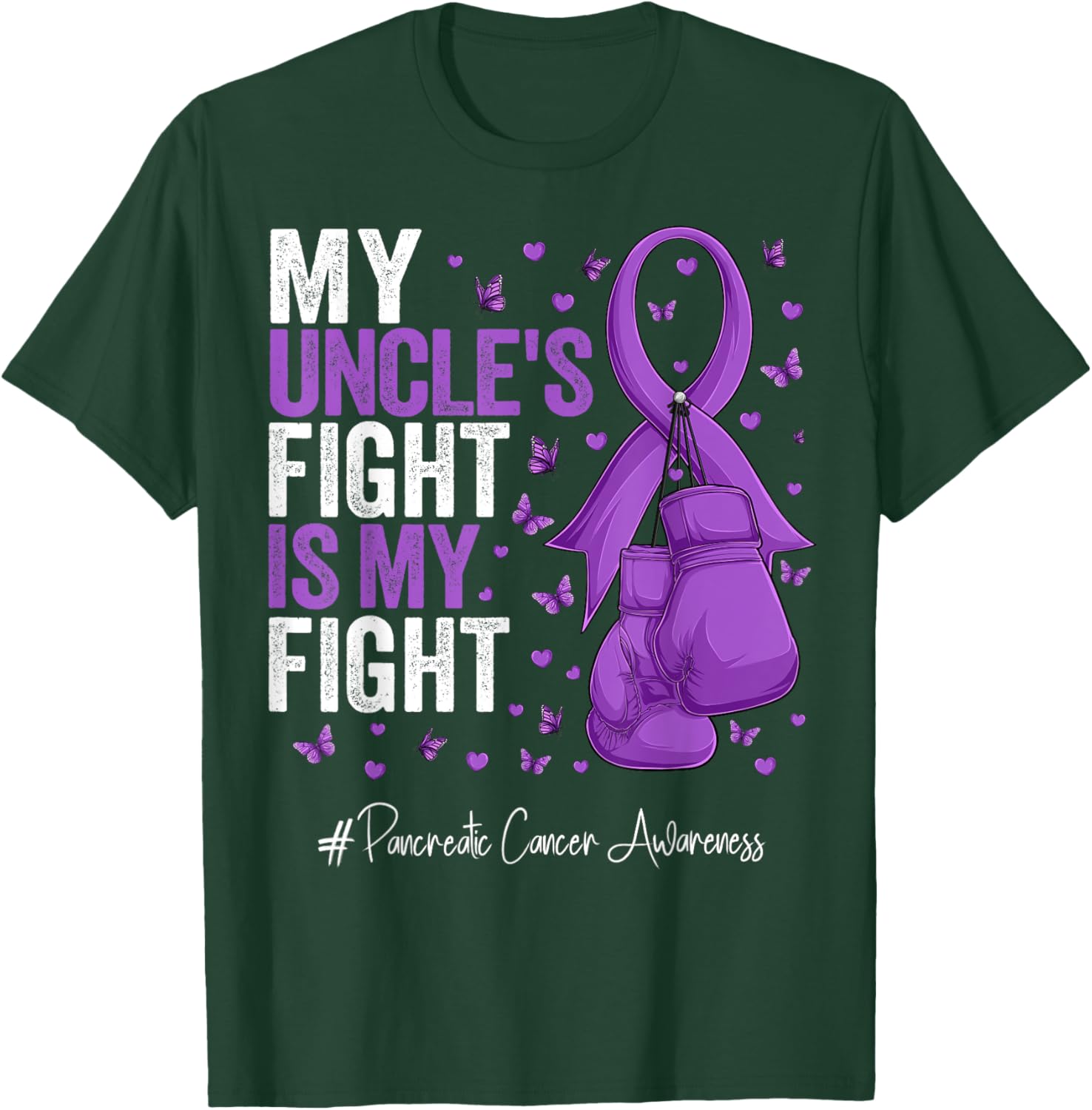 Purple Ribbon Uncle Pancreatic Cancer Awareness T-Shirt - T-Shirt | Forest