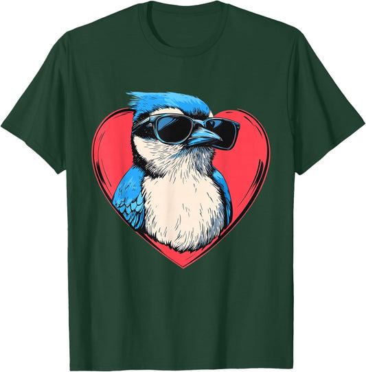 Retro Blue Jay Bird Lover Men Women Kids Valentines Day T-Shirt - T-Shirt | Forest