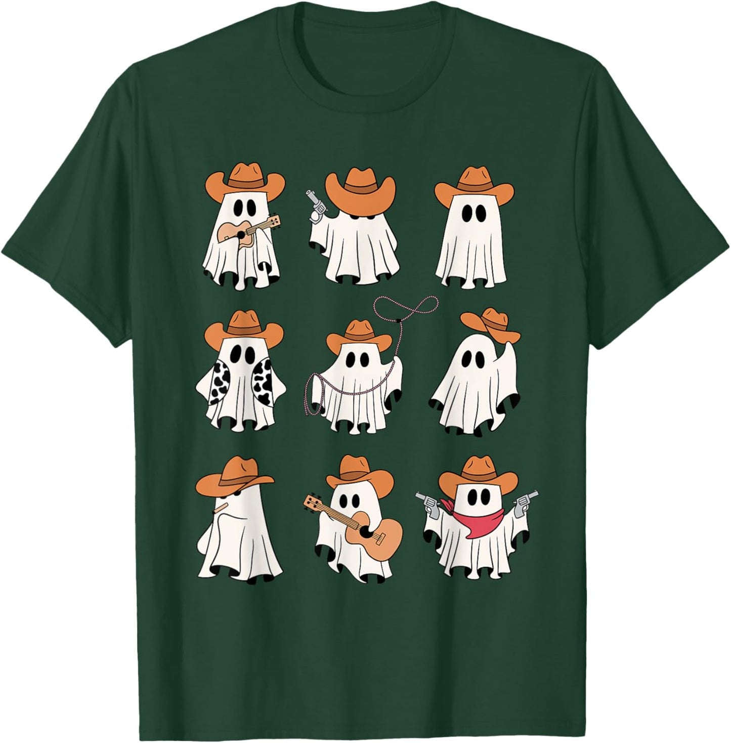 Cowboy Ghost Halloween Ghoul Design Funny Cowgirl Cowboy T-Shirt - T-Shirt | Forest