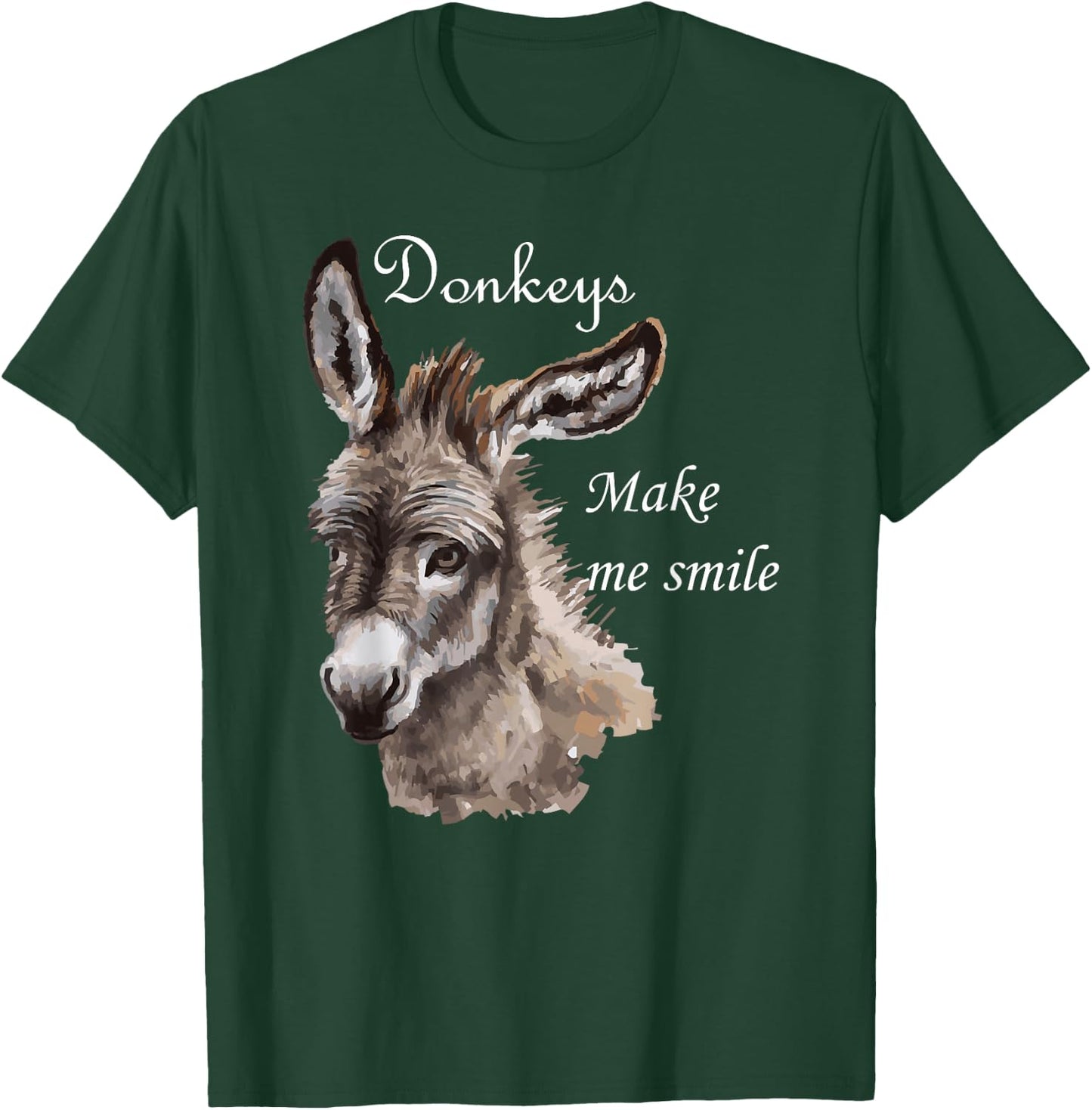 Donkeys Make Me Smile Cute Miniature Donkey Mini Donkey Gift T-Shirt - T-Shirt | Forest