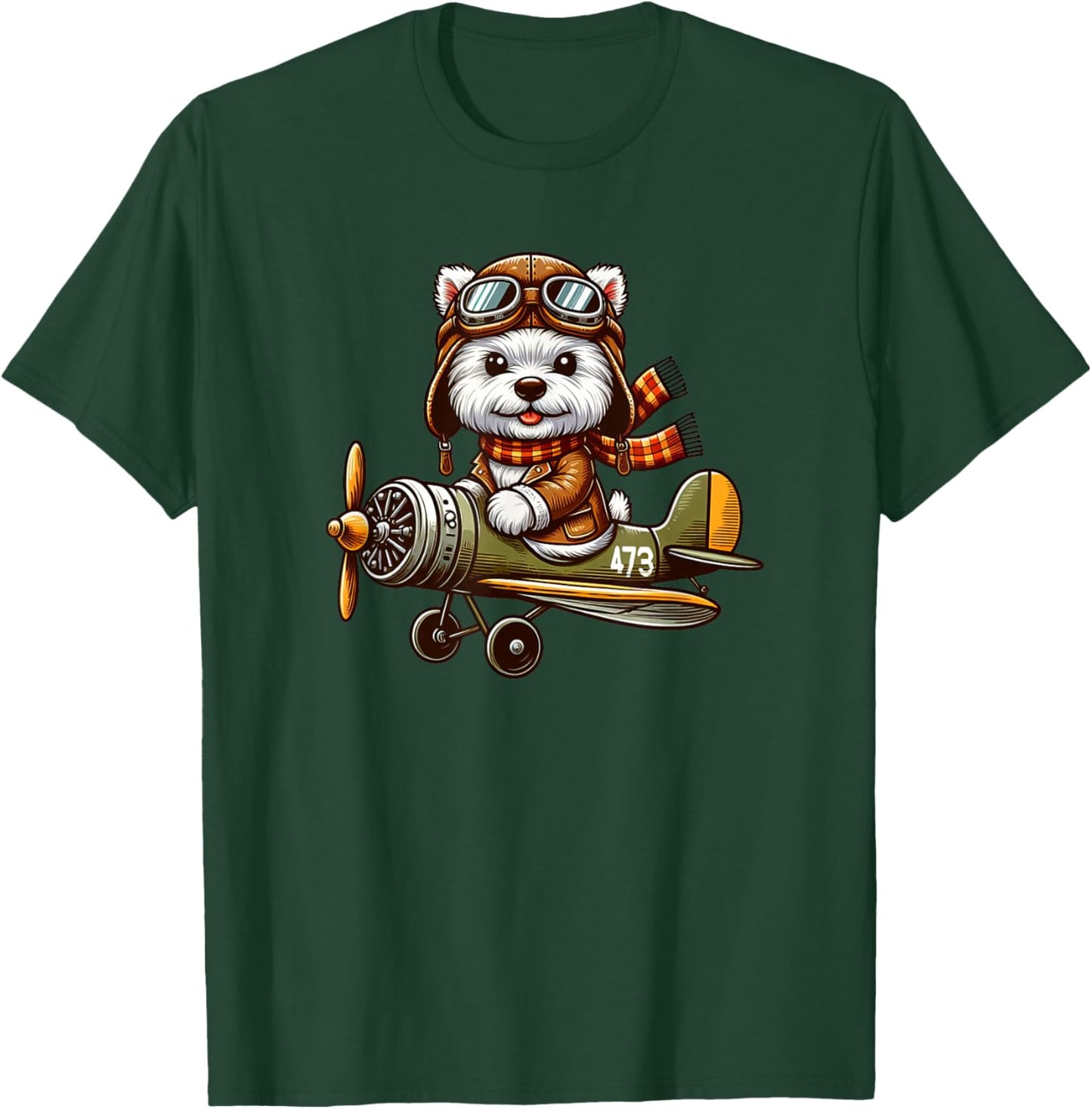 West Highland White Terrier Pilot Dog Funny Aviator T-Shirt - T-Shirt | Forest