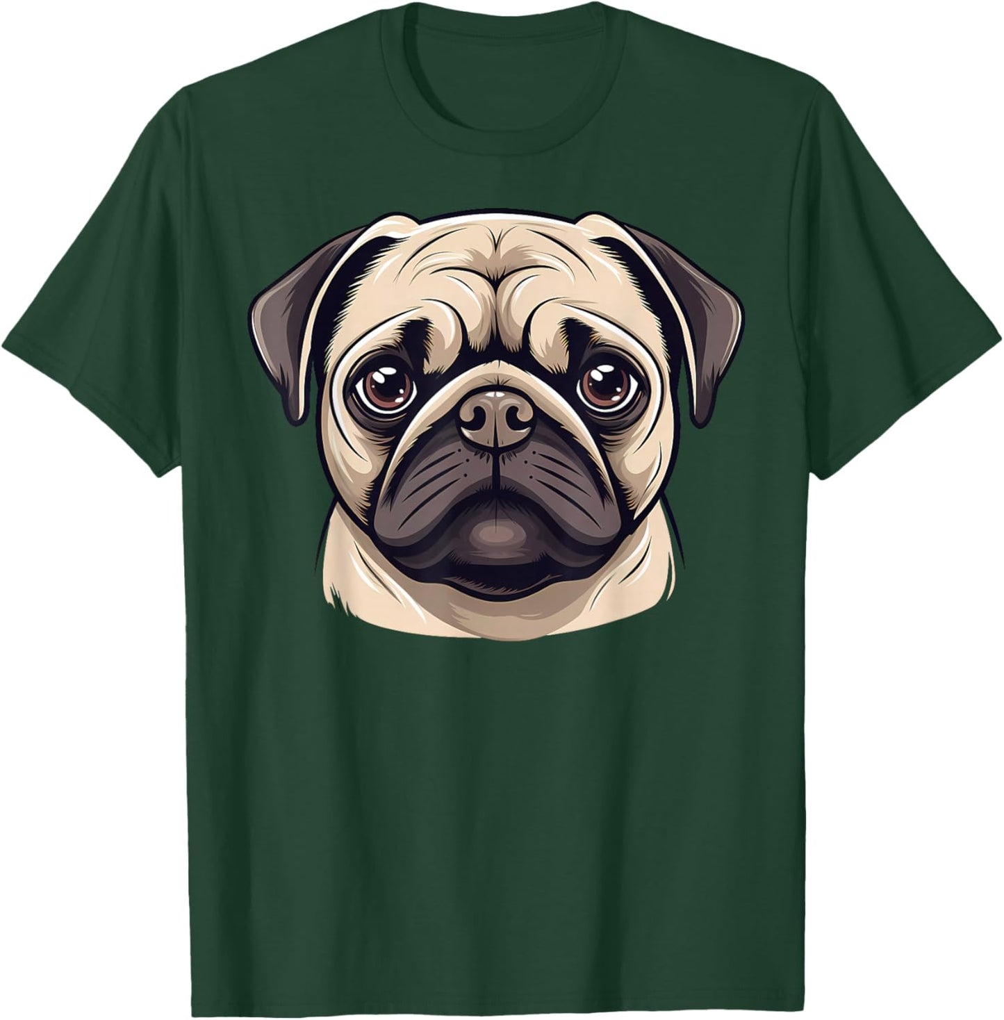 Cute Pug Face Cartoon Puppy Dog Lover T-Shirt - T-Shirt | Forest