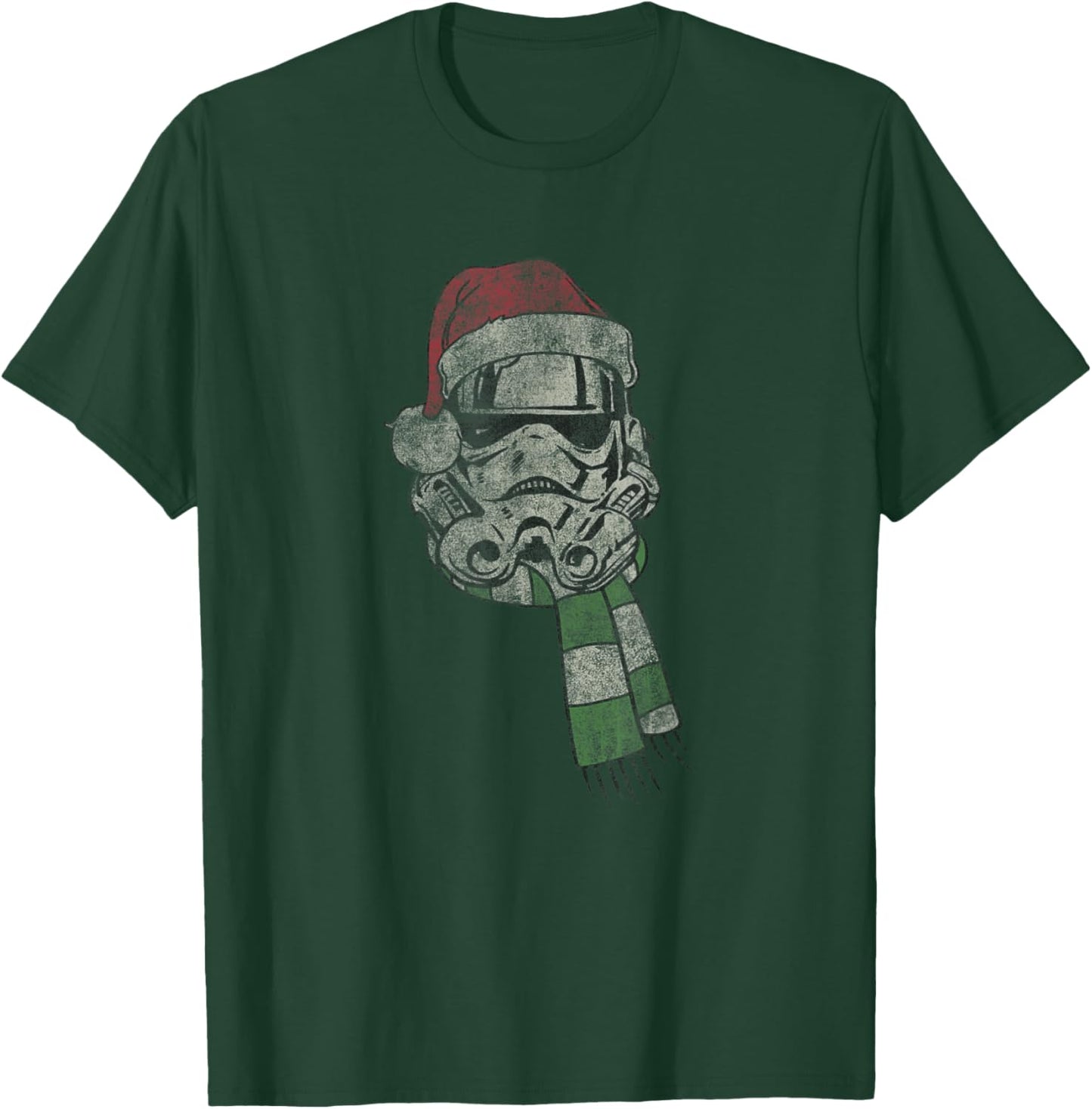 Star Wars Christmas Stormtrooper Santa Hat Distressed Logo T-Shirt - T-Shirt | Forest