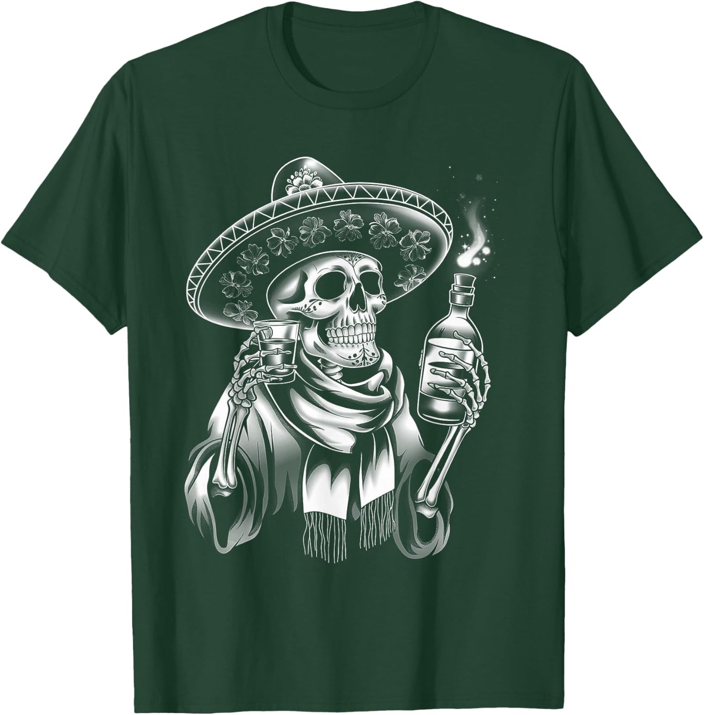 Mexico Vintage Skeleton Tequila Dia De Los Muertos Mexican T-Shirt - T-Shirt | Forest