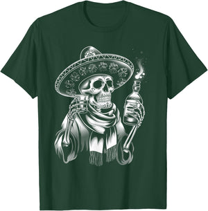 Mexico Vintage Skeleton Tequila Dia De Los Muertos Mexican T-Shirt - T-Shirt | Forest