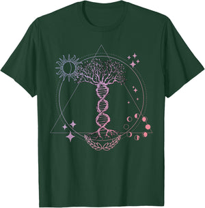 Triangle Phases Moon and Tree Life DNA - Esoteric Geometry T-Shirt - T-Shirt | Forest