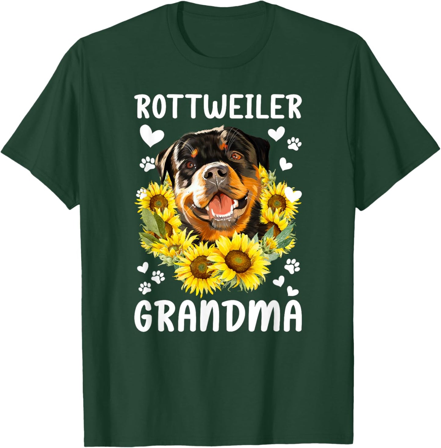 Rottweiler Grandma Sunflower Rottie Grandmother T-Shirt - T-Shirt | Forest