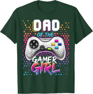 Dad of the Gamer Girl Matching Video Game Birthday Gift T-Shirt - T-Shirt | Forest