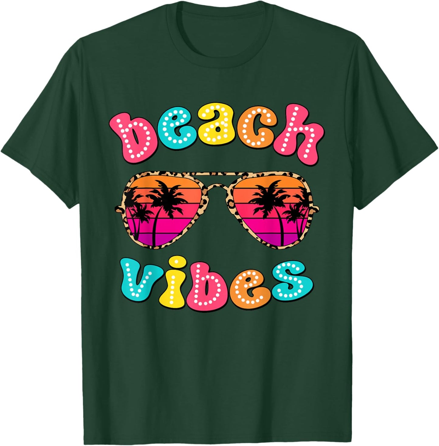 Beach Vibes Summer Sunglasses Retro Cute Girl Women Kid T-Shirt - T-Shirt | Forest