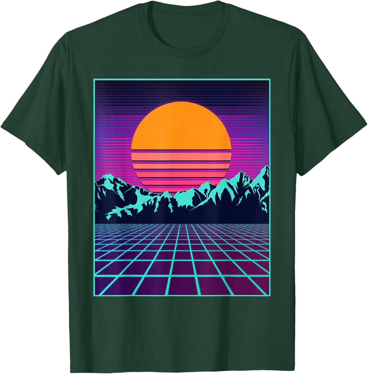 Retro 80s Aesthetic Vaporwave Outrun Style Sun T-Shirt - T-Shirt | Forest