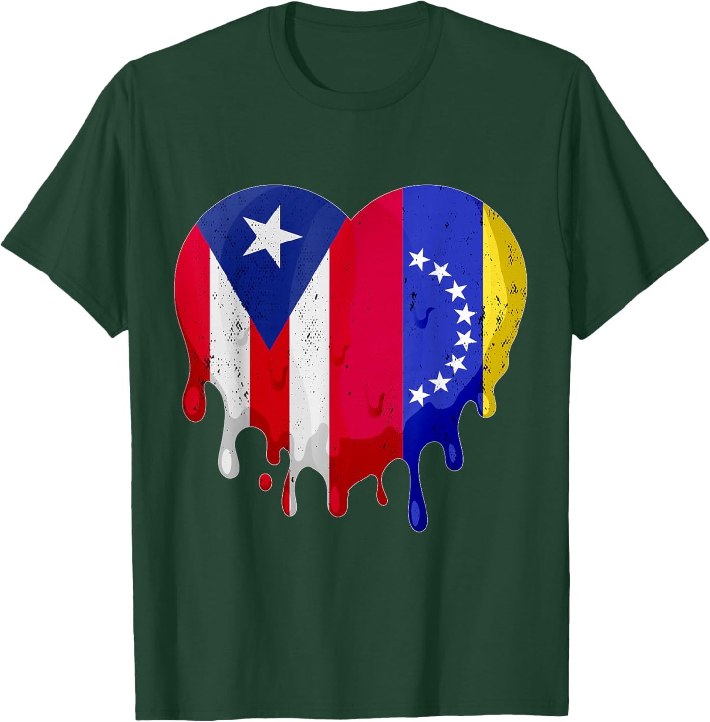Puerto Rico Venezuela Flag Heart Grown Patriot Country T-Shirt - T-Shirt | Forest