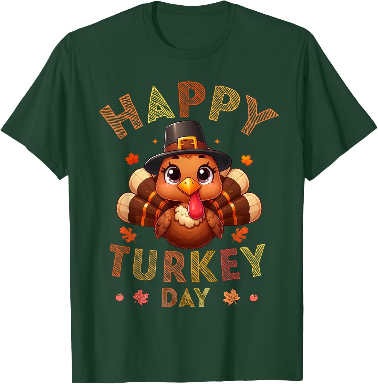 Happy Turkey Day Autumn Fall Thanksgiving Family Kids T-Shirt - T-Shirt | Forest