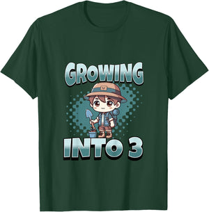 Kids Gardening Growing Into 3 Year Old 3rd Birthday Boy T-Shirt - T-Shirt | Forest