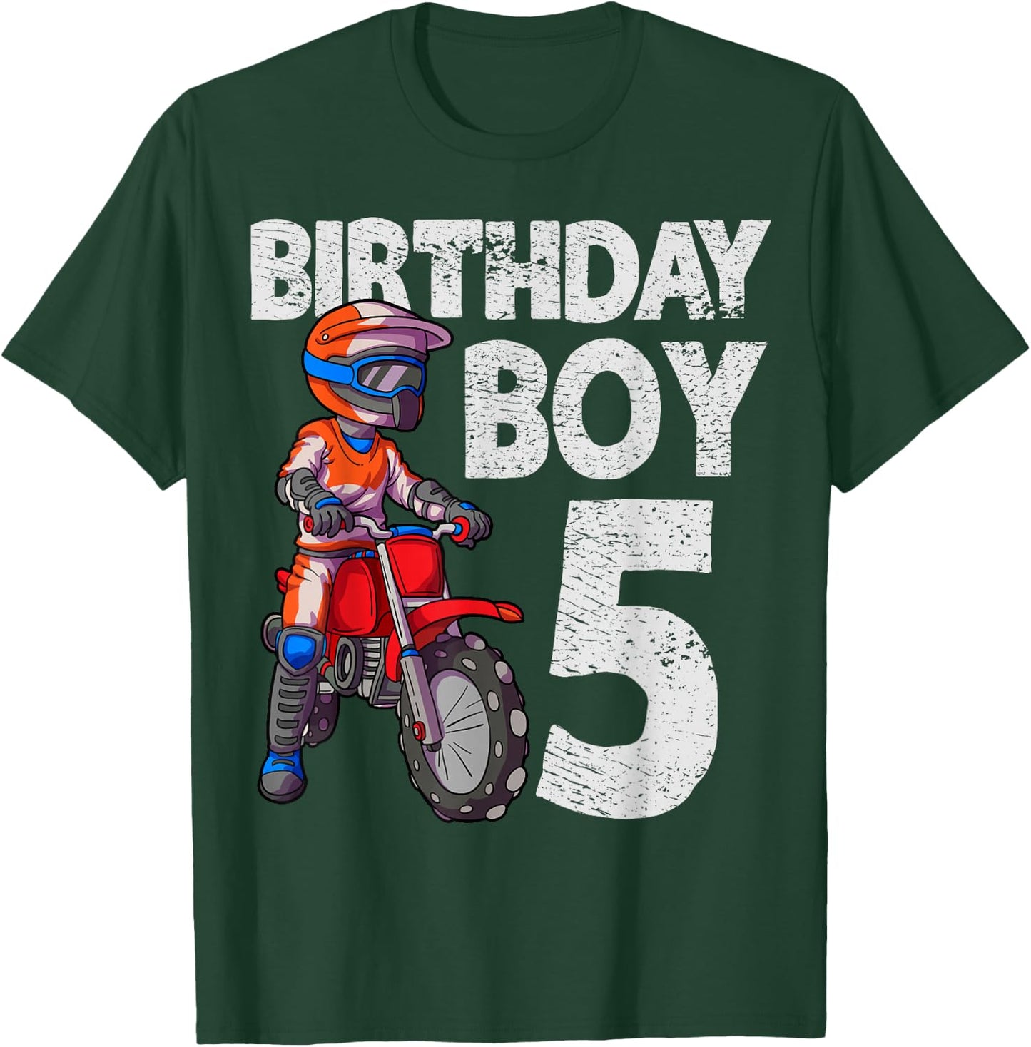 Motocross 5th Birthday Kids MX 5 Year Old Dirt Bike Birthday T-Shirt - T-Shirt | Forest