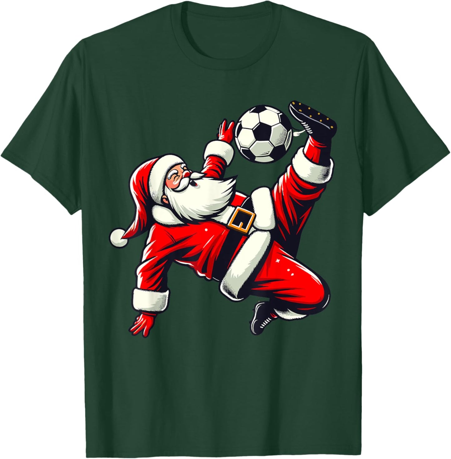 Santa Plays Soccer Bicycle Kick, Christmas Women Men Kids T-Shirt - T-Shirt | Forest