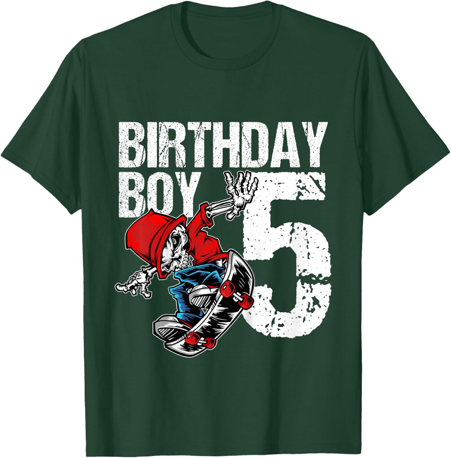 5 Year Old Skateboard Birthday Skateboarding Skate 5th Gift T-Shirt - T-Shirt | Forest