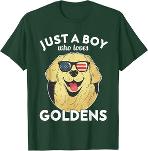 Just a Boy - Golden Retriever and Kids T-Shirt - T-Shirt | Forest