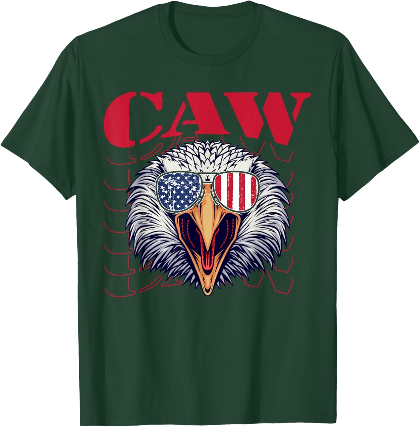 4th Of July Eagle Caw Retro American Flag T-Shirt - T-Shirt | Forest