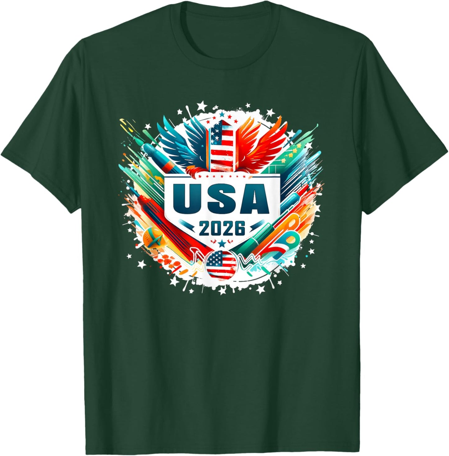 American Flag USA Player 2026 Men Women Boys Kids USA 2026 T-Shirt - T-Shirt | Forest
