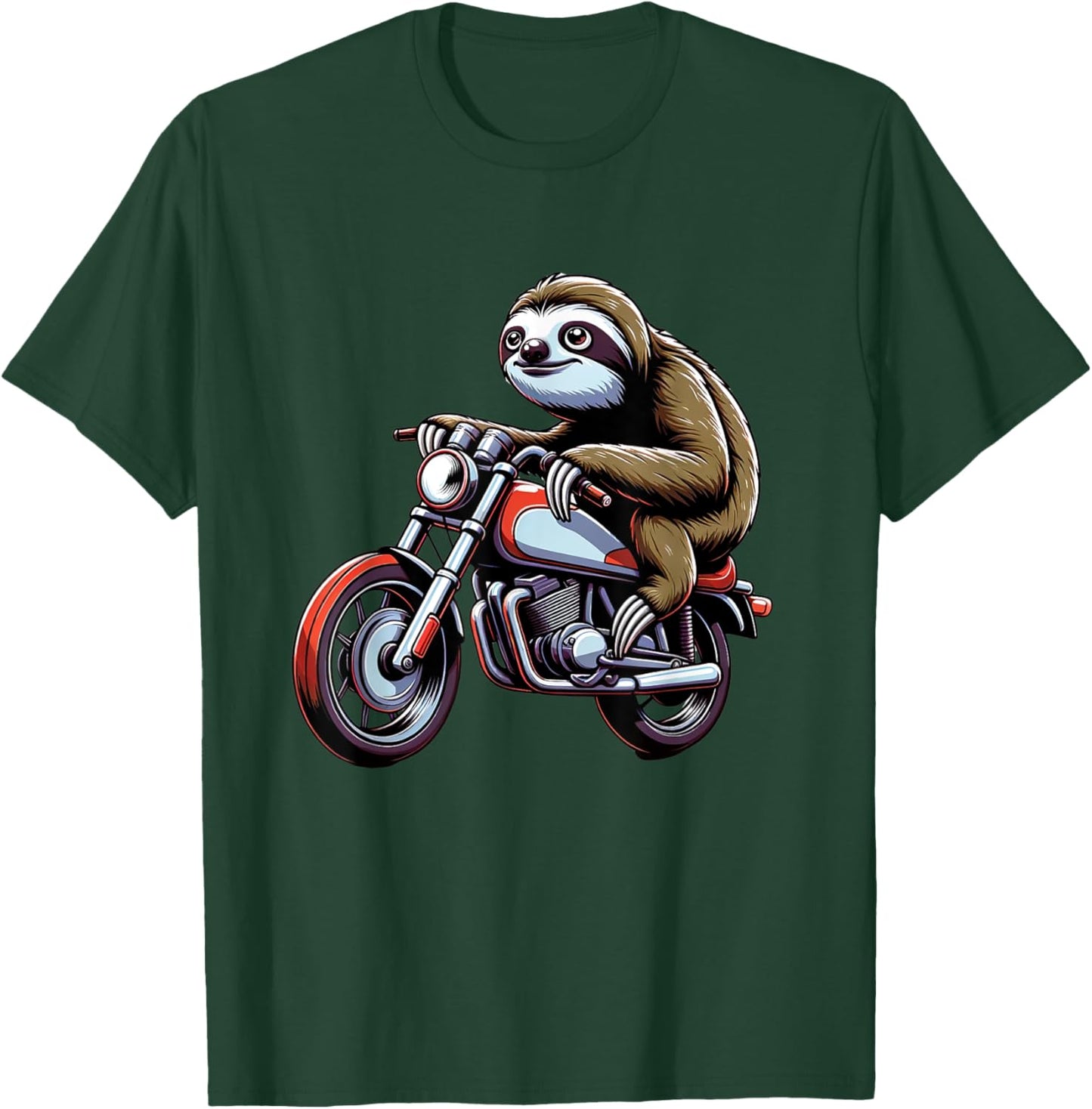 Sloth rides a Motorcycle for a Motorcycle Rider Sloth Fan T-Shirt - T-Shirt | Forest