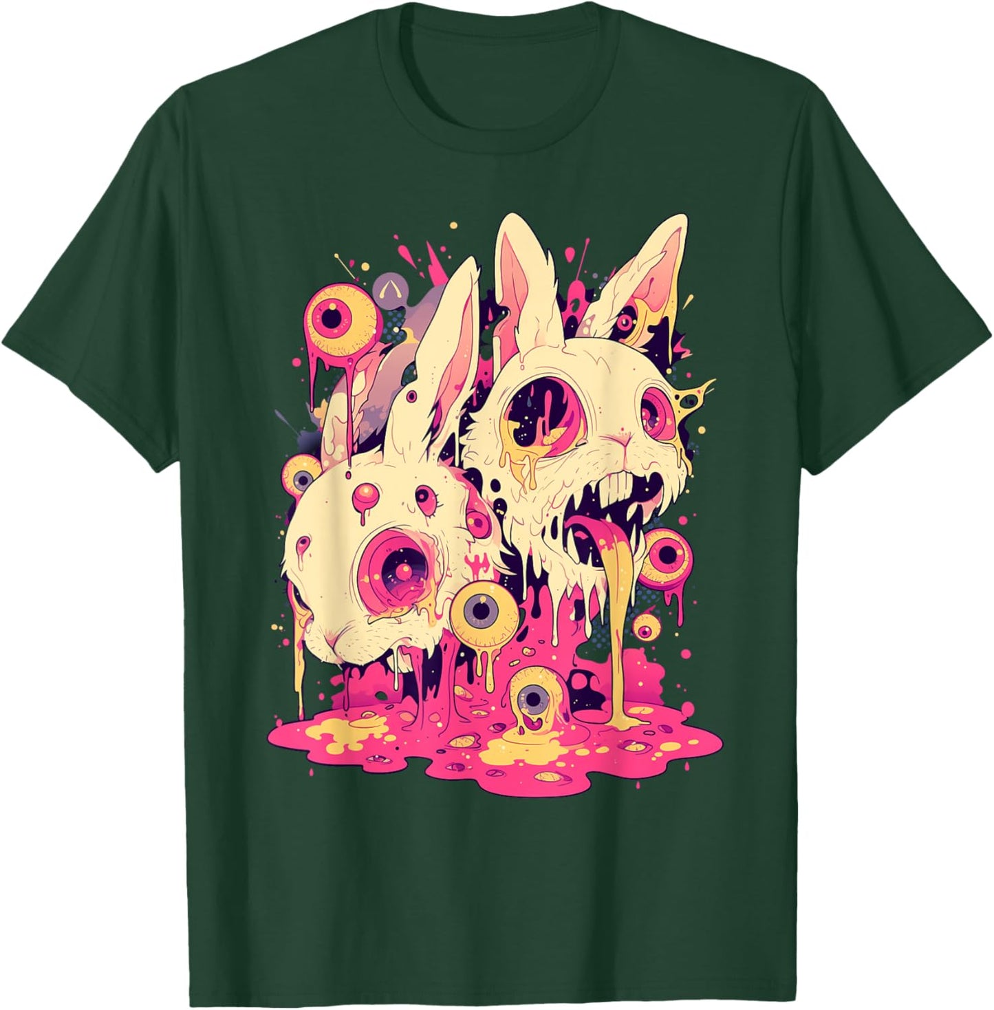 Psychedelic Creepy Horror Bunny Rabbit Goth Horror Weirdcore T-Shirt - T-Shirt | Forest