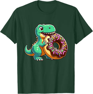 Funny Dino T-Rex Eating Donut T-Shirt - T-Shirt | Forest
